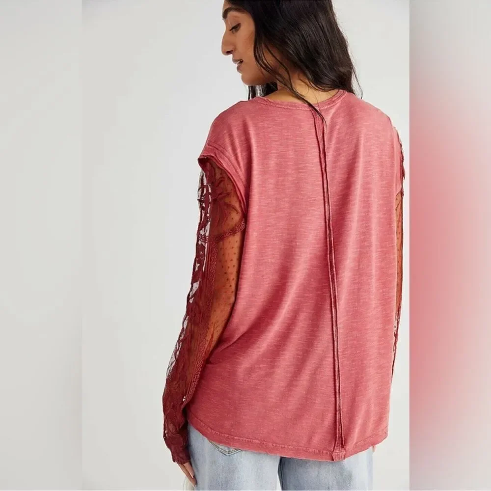 Free People Billie Jean Twofer Tee Tunic Top S/M